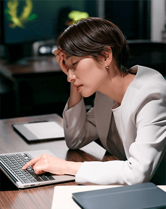 生活不規律、熬夜應酬、感到疲倦、缺乏活力